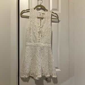 White lace tie-front romper